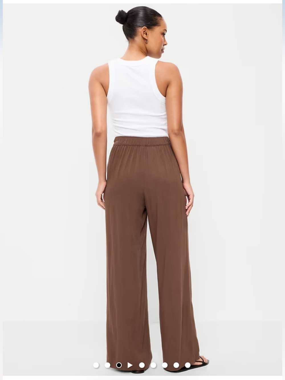 Old navy High-Waisted Wide-Leg Pants in Brown pull-on summer medium nwt - Picture 2 of 3
